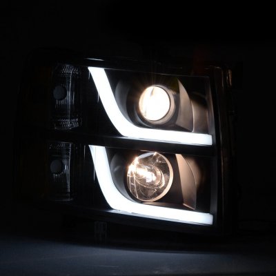 Chevy Silverado 2500HD 2007-2014 Black Projector Headlights LED DRL J2