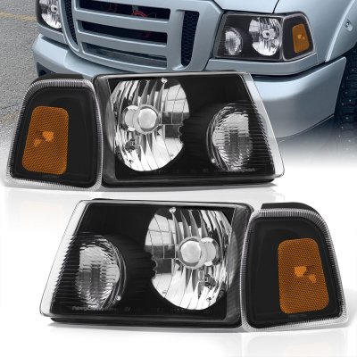 thumbnail image 2 of Autozensation Black Headlight & Corner Signal Lamp Set For 2001-2011 Ford Ranger - Left & Right, Halogen, Clear Lens, 4-Piece Kit 2 of 4