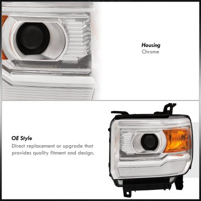 2015 GMC Sierra 3500HD Projector Headlights Chrome