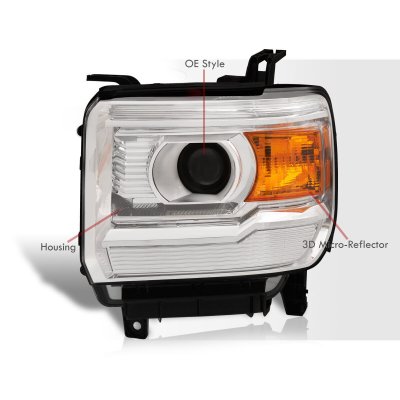2015 GMC Sierra 3500HD Projector Headlights Chrome