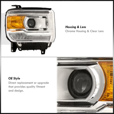 GMC Sierra 1500 2014-2015 Projector Headlights LED Signature DRL