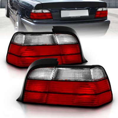 BMW 3 Series Coupe 1992-1998 Red and Clear Euro Tail Lights