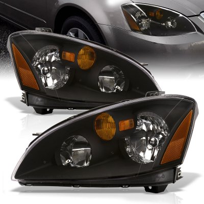 thumbnail image 2 of JDM Replacement Headlights Pair For 2002-2004 Nissan Altima - Chrome & Amber 2 of 6