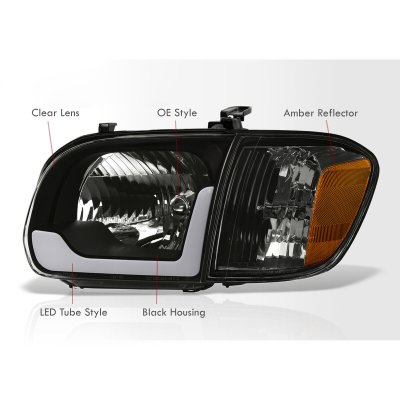 Toyota Tundra Double Cab 2005-2006 Black LED DRL Headlights Corner Lights