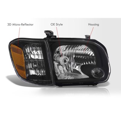 Toyota Sequoia 2005-2007 Black Headlights Set