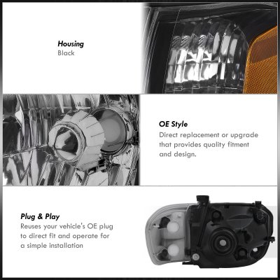 Toyota Sequoia 2005-2007 Black Headlights Set