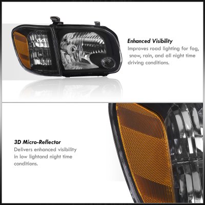 Toyota Sequoia 2005-2007 Black Headlights Set