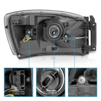 Dodge Ram 2500 2006-2009 Headlights LED DRL Switchback Signals