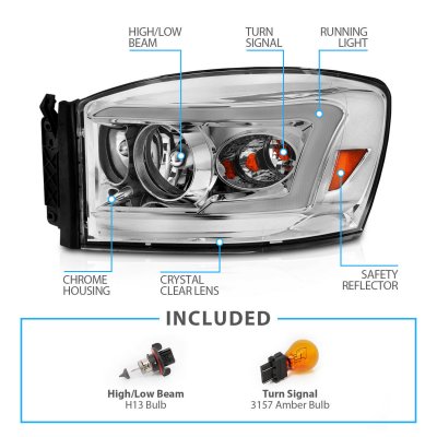 Dodge Ram 2500 2006-2009 Headlights LED DRL Switchback Signals