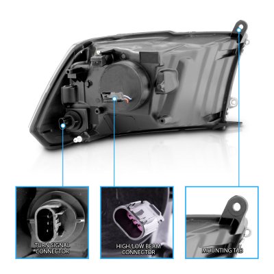 Dodge Ram 2500 2010-2018 Black Projector Headlights LED DRL A2