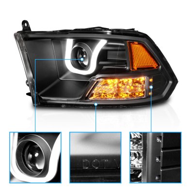 Dodge Ram 2500 2010-2018 Black Projector Headlights LED DRL A2