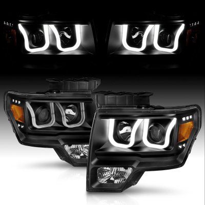 Ford F150 2009-2014 Black Projector Headlights LED DRL A2