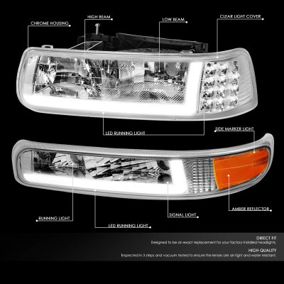 Chevy Silverado 1999-2002 LED DRL Headlights Bumper Lights LED Signal Lights