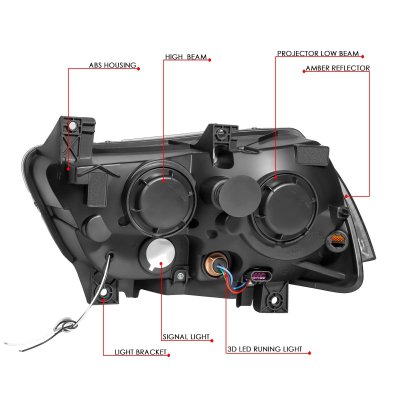 Dodge Charger 2011-2014 Black Projector Headlights LED DRL N2