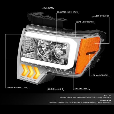Ford F150 2009-2014 Projector Headlights LED DRL Signals N5