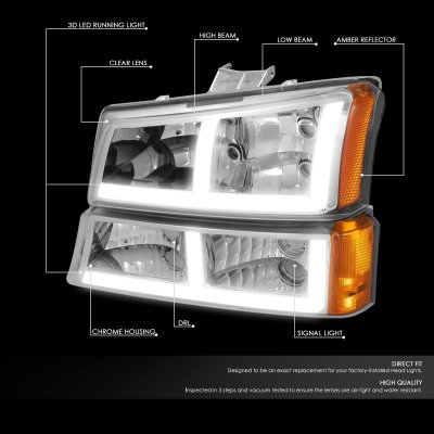 Chevy Avalanche 2003-2006 LED DRL Headlights Bumper Lights N4