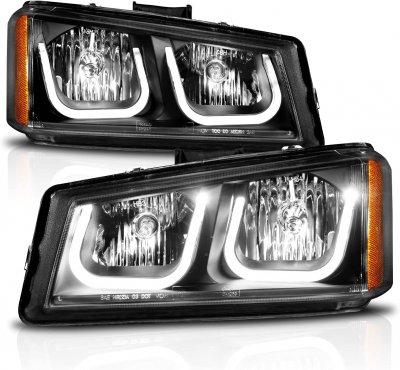 Chevy Silverado 2500HD 2003-2006 Black Headlights LED DRL A1