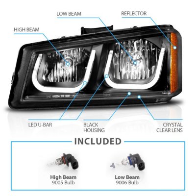 Chevy Silverado 3500 2003-2006 Black Headlights LED DRL A1