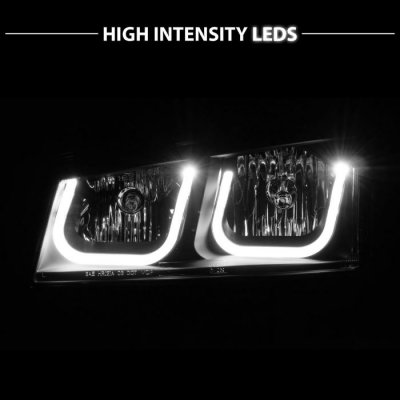 Chevy Silverado 2500HD 2003-2006 Black Headlights LED DRL A1