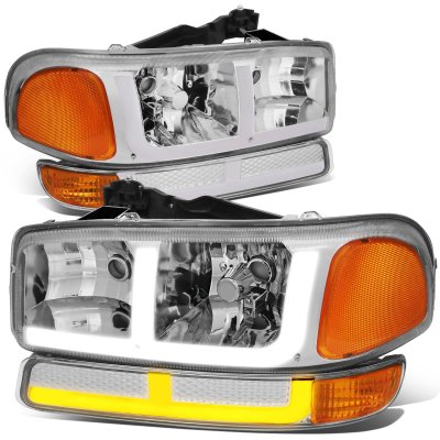 GMC Yukon 2000-2006 LED DRL Headlights Switchback Bumper Lights N4