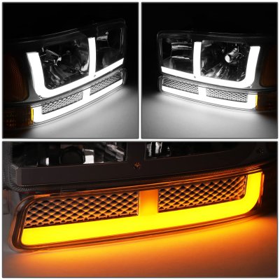 GMC Yukon 2000-2006 LED DRL Headlights Switchback Bumper Lights N4