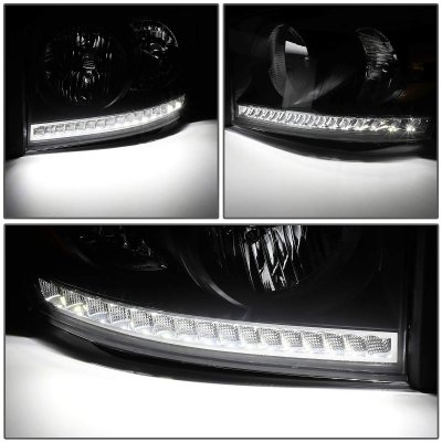 Dodge Ram 3500 2006-2009 Black Smoked Headlights LED Lights
