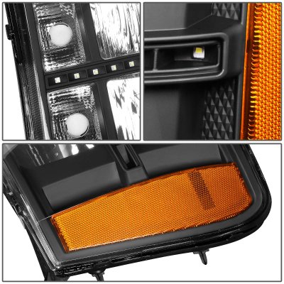 GMC Sierra 2007-2013 Black Headlights LED Lights