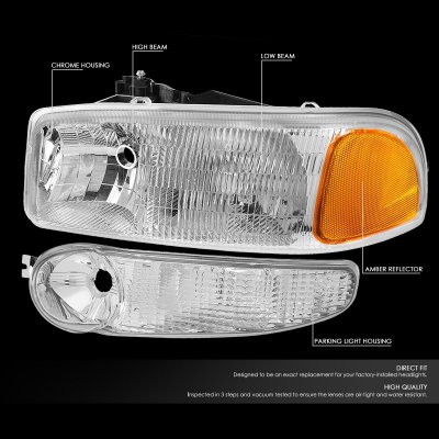 GMC Yukon XL Denali 2001-2006 Replacement Headlights Bumper Lights