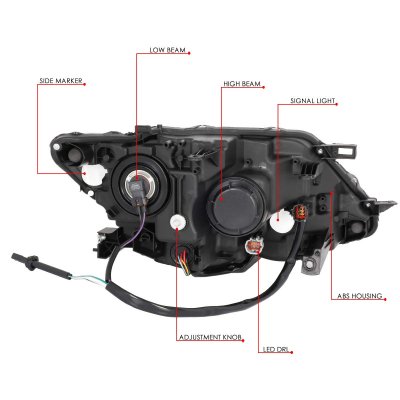 Nissan Rogue 2014-2016 Smoked Headlights LED DRL