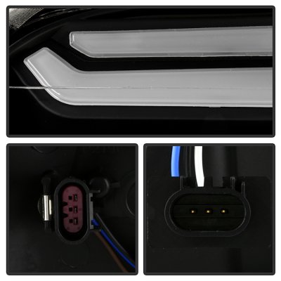 GMC Yukon XL 2007-2014 Black Smoked Projector Headlights LED DRL S2