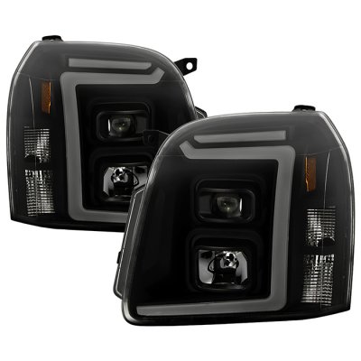 GMC Yukon XL 2007-2014 Black Smoked Projector Headlights LED DRL S2
