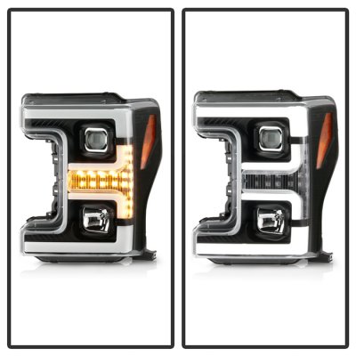 Ford F550 Super Duty 2017-2019 Black Projector Headlights LED DRL Signals S2