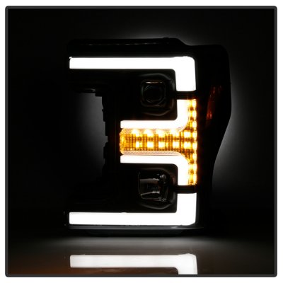 Ford F550 Super Duty 2017-2019 Black Projector Headlights LED DRL Signals S2