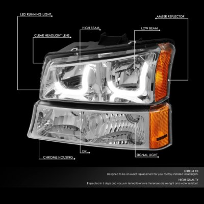 Chevy Silverado 2500 2003-2004 LED DRL Headlights Set N3