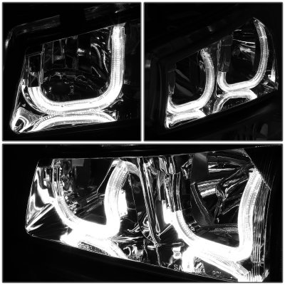 Chevy Avalanche 2003-2006 Smoked LED DRL Headlights Set N3