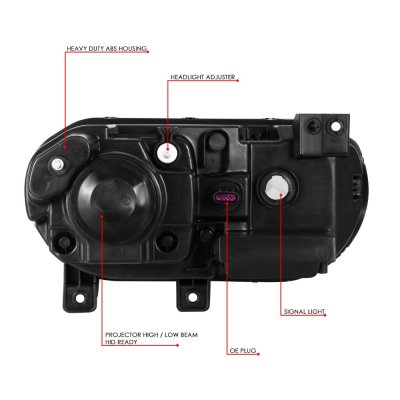 Dodge Challenger 2008-2014 Blackout HID Projector Headlights