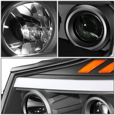 Nissan Titan 2004-2015 Black Projector Headlights LED DRL Signals