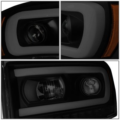Dodge Ram 2006-2008 Black Smoked Projector Headlights LED DRL Signals N1