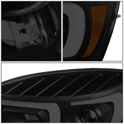 Dodge Ram 3500 2006-2009 Black Smoked Projector Headlights LED DRL Signals N2
