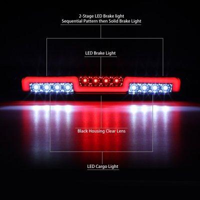 Chevy Silverado 2007-2013 Black Clear LED Third Brake Light Sequential N5