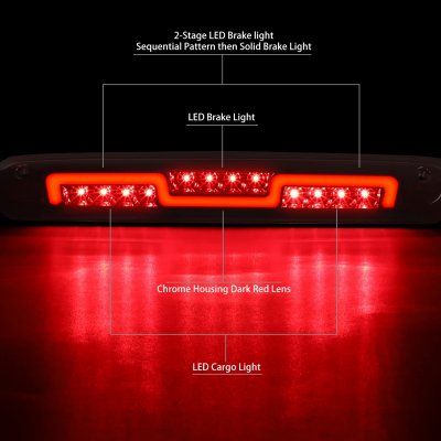 Chevy Silverado 3500HD 2007-2014 Tinted LED Third Brake Light Sequential N5
