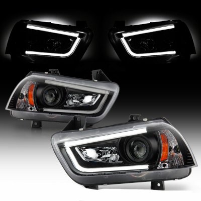 Dodge Charger 2011-2014 Black HID Projector Headlights LED DRL