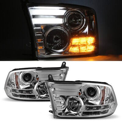 Dodge Ram 3500 2010-2018 Clear Halo Projector Headlights with LED DRL