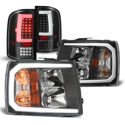 Black Headlights W/ LED DRL For 2007-2013 Chevy Silverado 1500 2500 HD – Direct Replacement