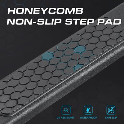 GMC Sierra 1500 Crew Cab 2007-2013 Hex Steps Running Boards Black 6 Inches