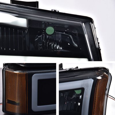 thumbnail interactive-video image 1 of VR Auto Parts Black Smoked LED DRL Headlights For 2003-2007 Chevy Silverado & Avalanche – Bumper Lamp Assembly Set 1 of 6
