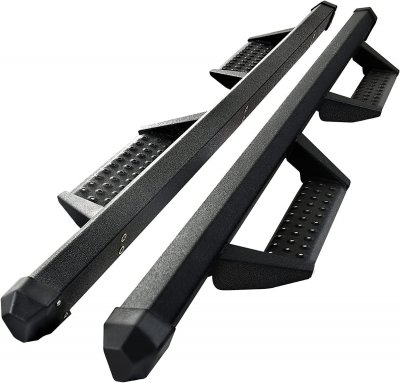 DNA MOTORING Chrome Nerf Bars Running Boards For 2009-2024 Dodge Ram 1500-3500 Crew Cab – 6-Step, 88 Inch