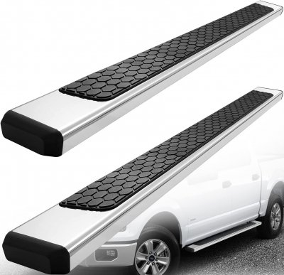 Chevy Silverado 2500HD Crew Cab 2007-2014 Hex Steps Stainless Steel Nerf Bars 6 inch