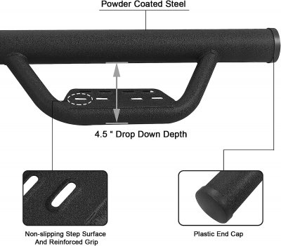 Toyota Tacoma Double Cab 2016-2023 Black Nerf Bars