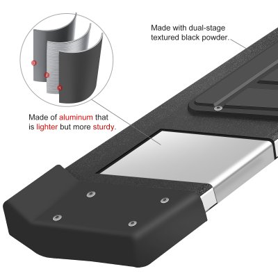 GMC Sierra Crew Cab 2014-2018 Black Aluminum Nerf Bars 6 inch